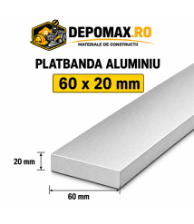Platbanda aluminiu 60 x 20 mm, 6 metri (EN-AW 6060) Platbanda aluminiu 60 x 20 mm, 6 metri (EN-AW 6060)